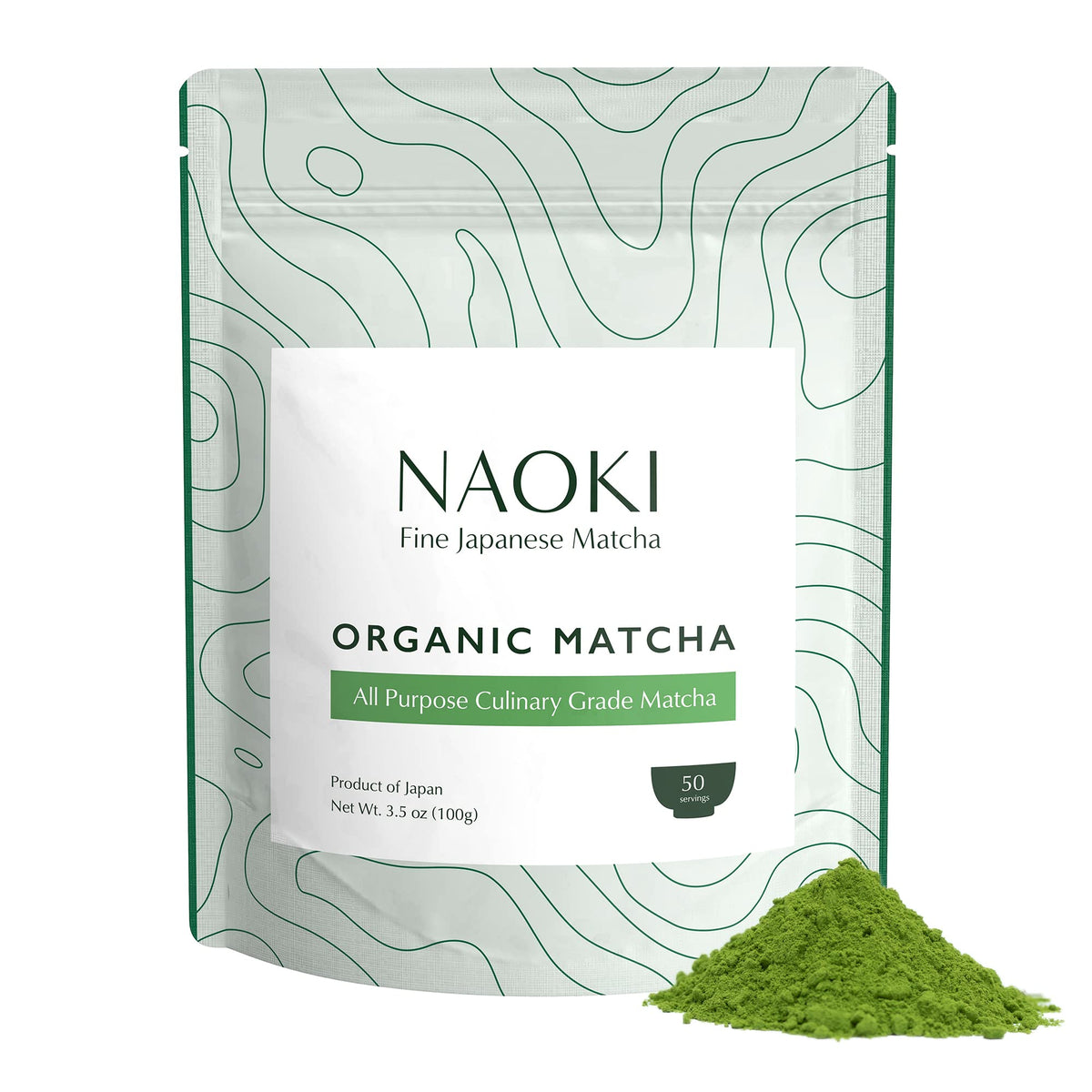 Naoki Matcha organic culinary powder in a jar for vibrant, versatile recipes.