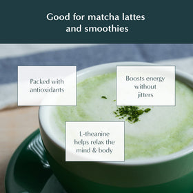 Naoki Matcha tea scoop pouring into a bowl for quick culinary use.