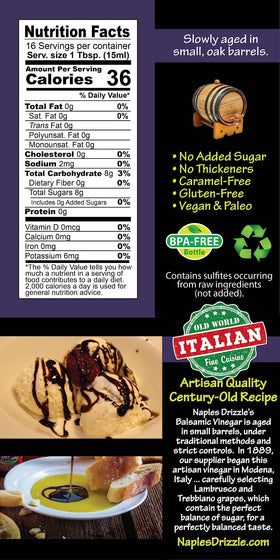 Naples Drizzle Traditional Balsamic Reduction drizzle on crusty bread elevates appetizers.