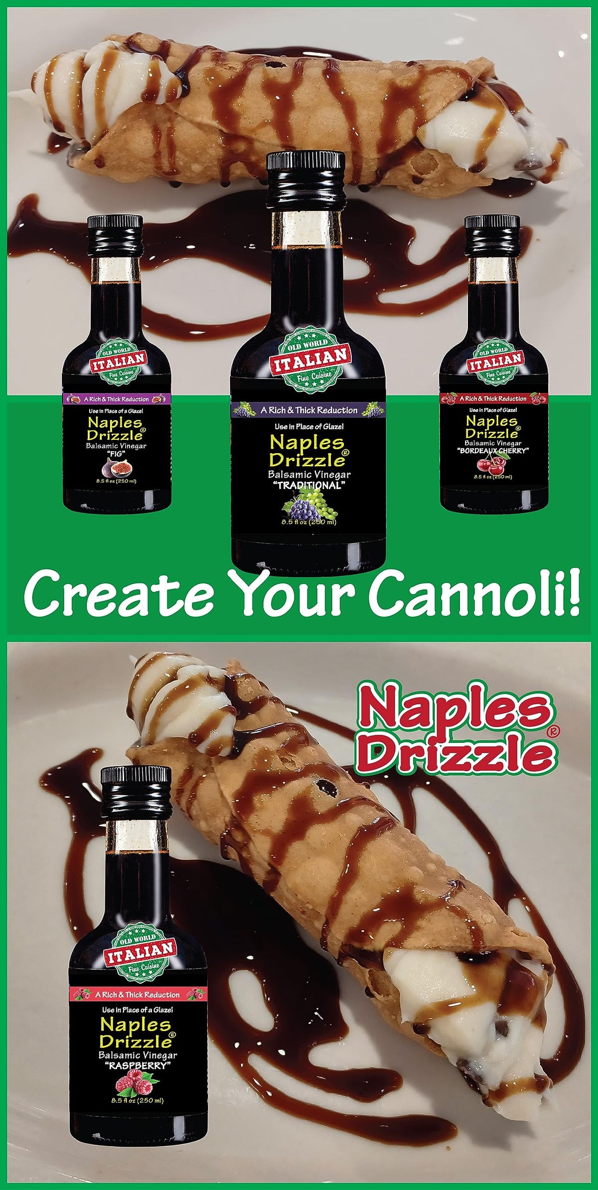 Naples Drizzle Traditional Balsamic Reduction packaging displays premium quality.