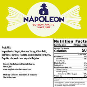 Napoleon Sour Fruit Balls fruit mix image highlighting lemon, orange, cherry, pineapple.