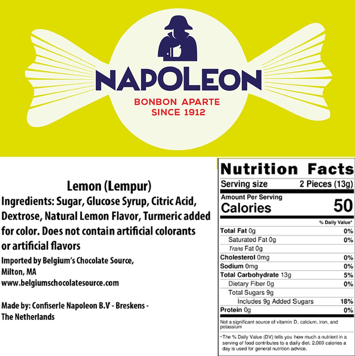 Napoleon Sour Lemon Balls traditional recipe from 1912 evokes European confection heritage.
