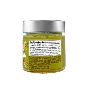 Nappi 1911 Crunchy Pistachio Butter jar open showing creamy texture with crunch for snacking and spreading.