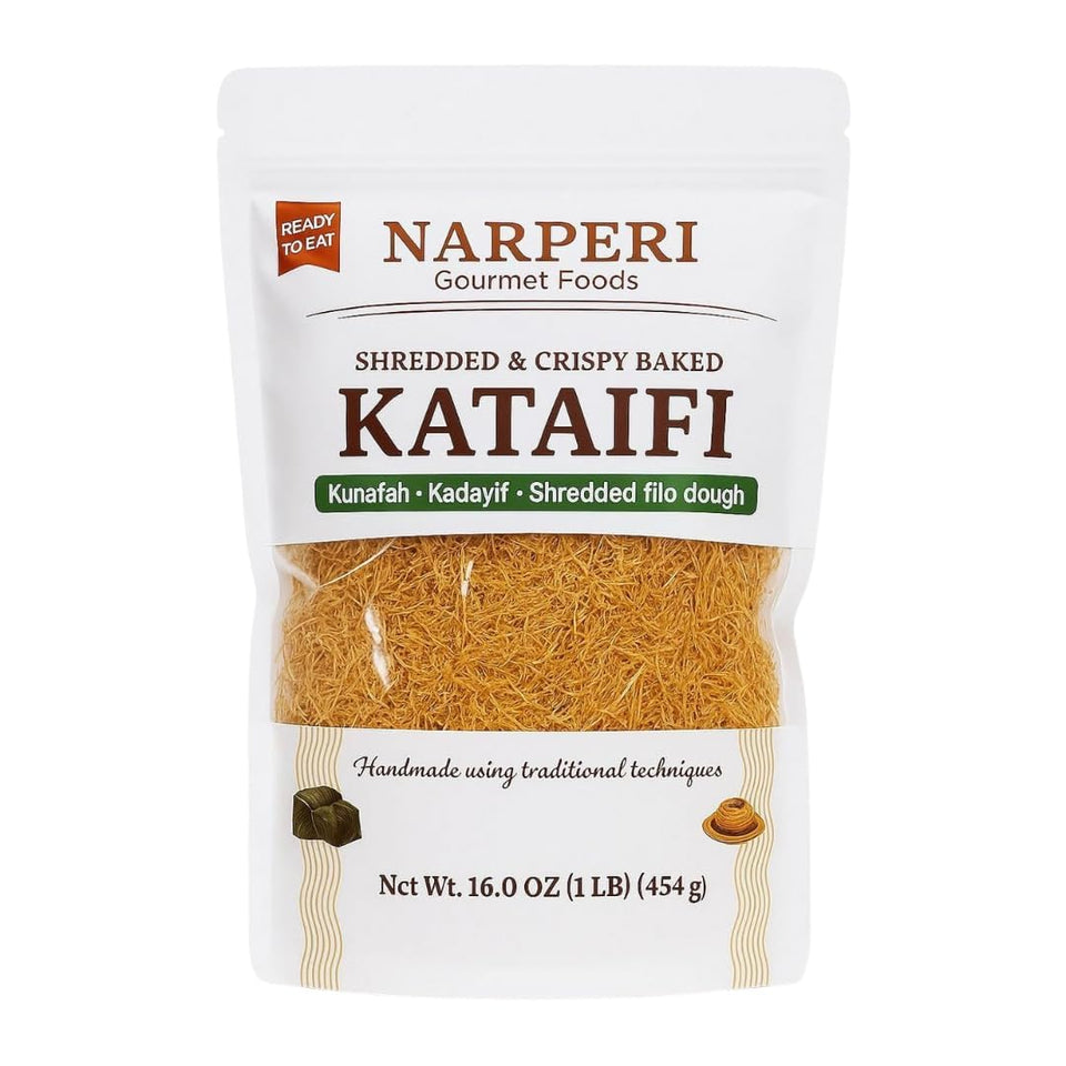 Narperi Kataifi package showing ready-to-use shredded dough for fast desserts