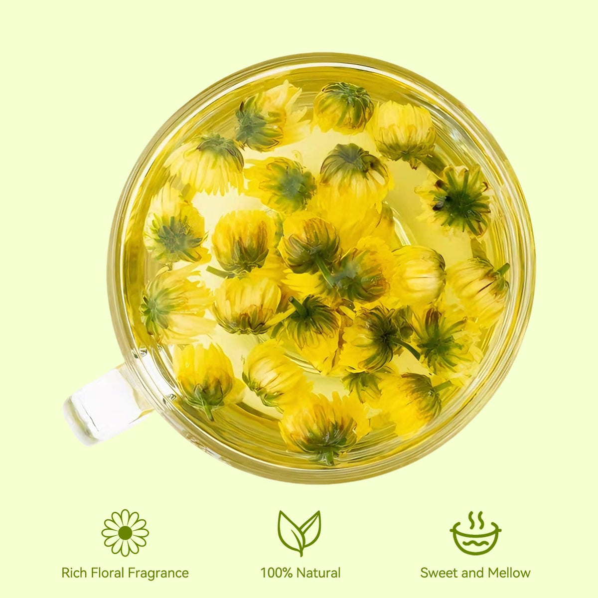 NASLAPH Chrysanthemum Tea blooming buds yield vibrant color and fragrant aroma.