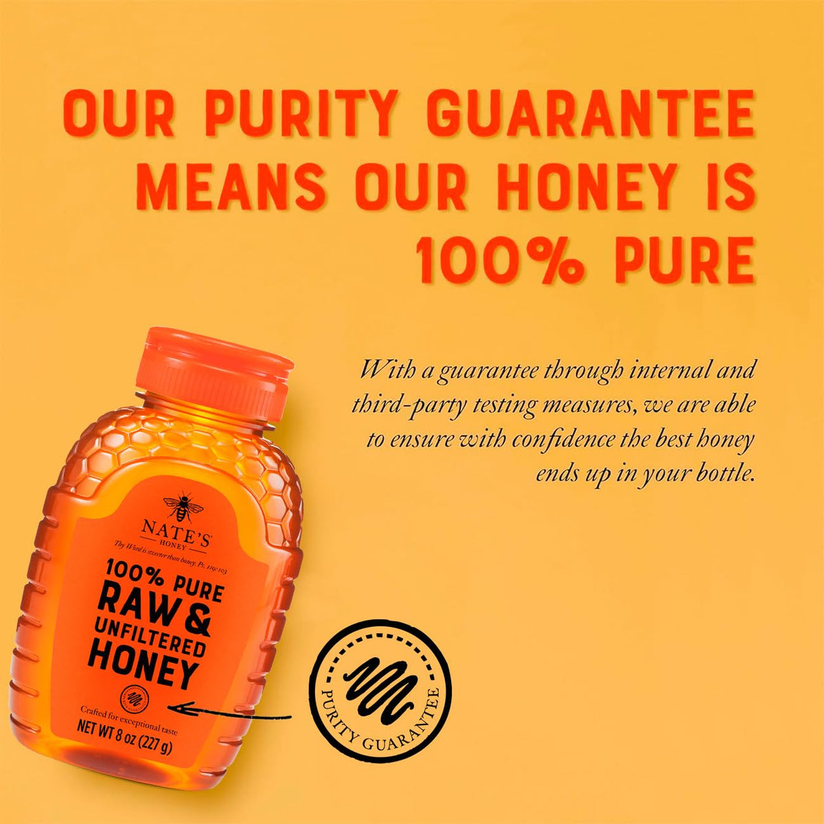 Nate's Honey squeeze bottle enables easy daily drizzle.