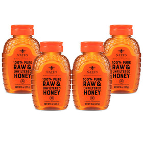Nate's Honey bottle of raw unfiltered honey ready for daily use.