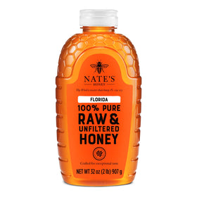 Nate's Honey Florida bottle cap closeup showing pure, unfiltered sweetness ready to pour