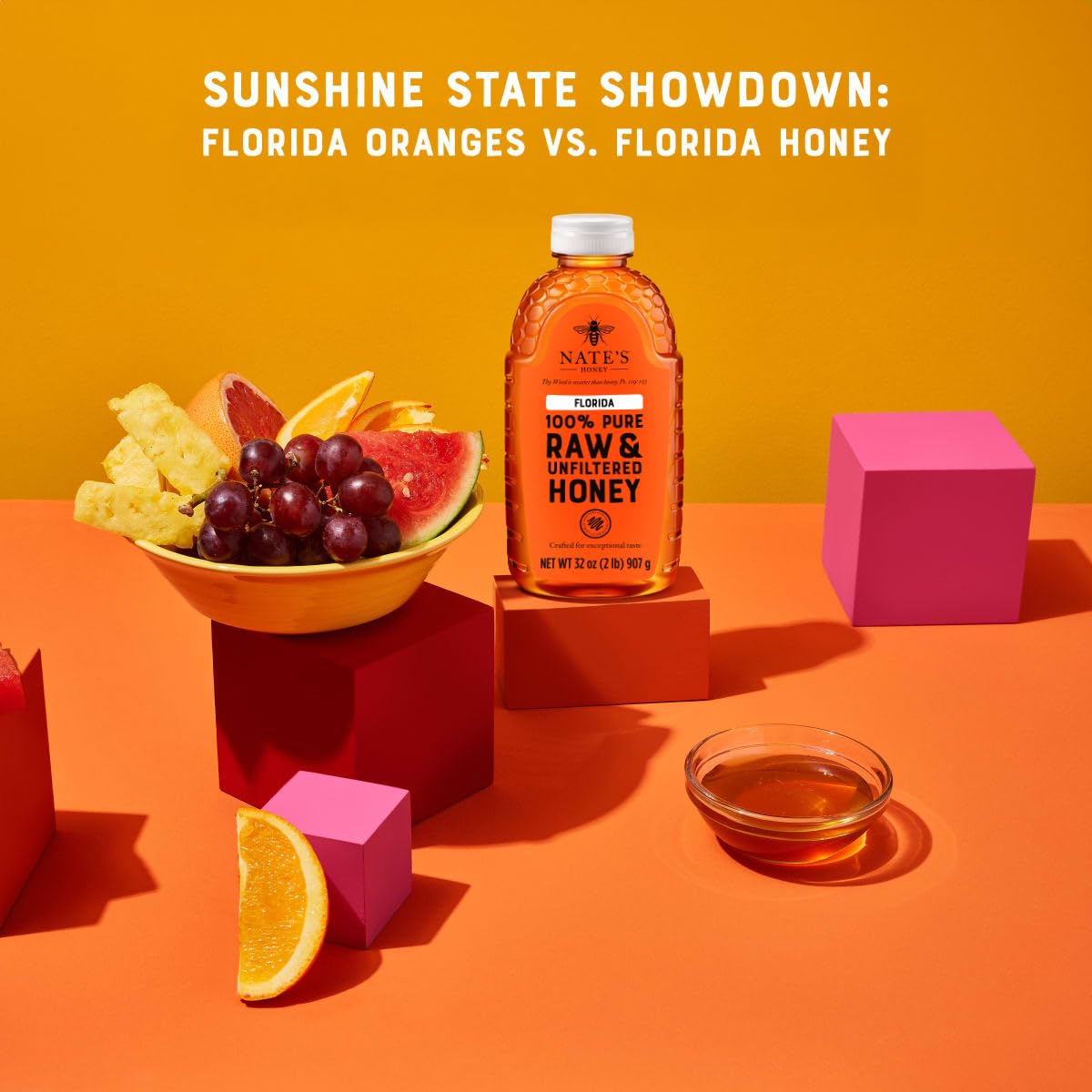 Nate's Honey Florida label shows purity guarantee and careful handling