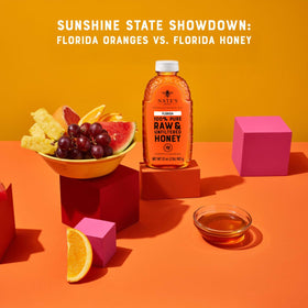Nate's Honey Florida label shows purity guarantee and careful handling