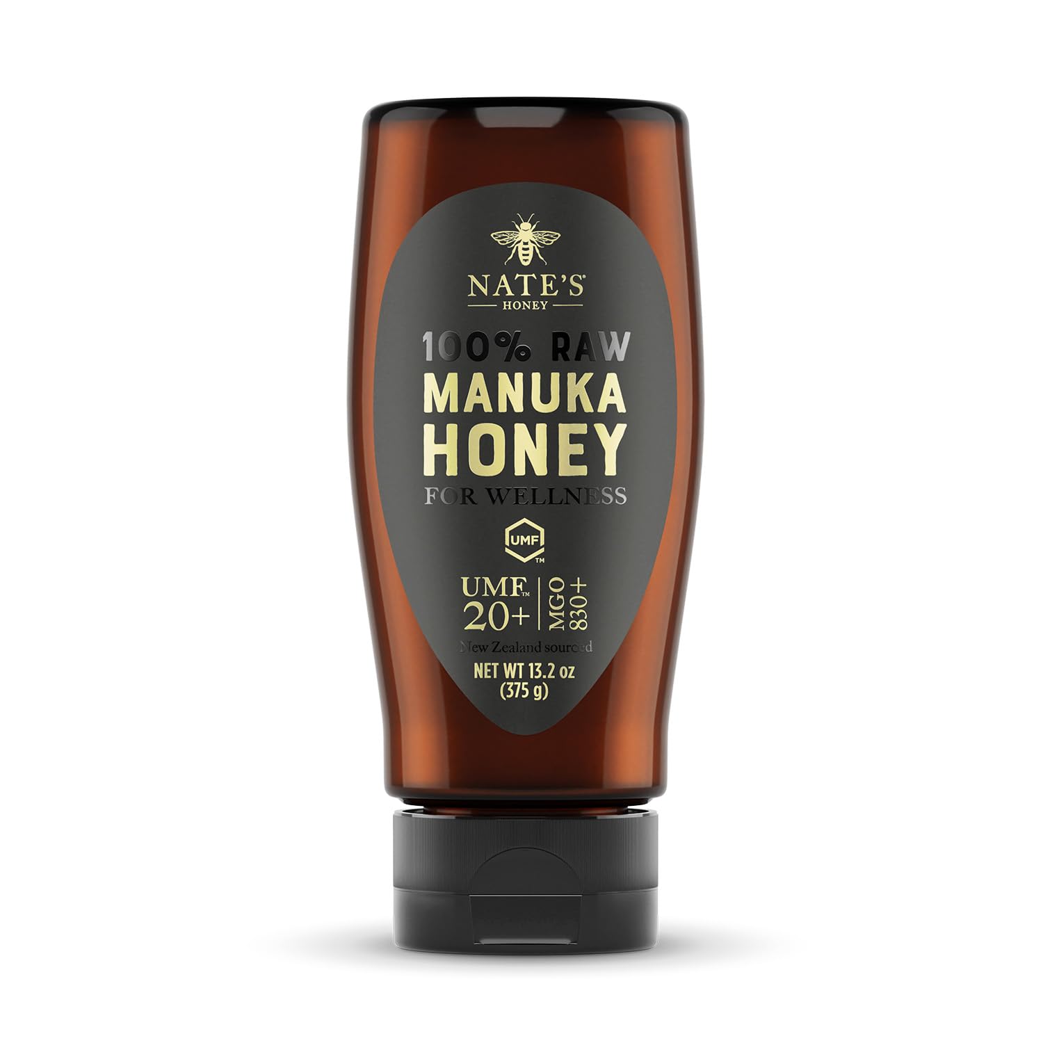 Nate's Honey Gold Edition bottle pour—smooth, mess-free serving for daily wellness.
