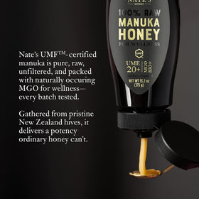 Nate's Gold Edition Manuka label confirms UMF 20+ and MGO 830+ potency.