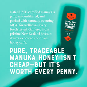 Nate's Manuka honey drizzle on toast for breakfast