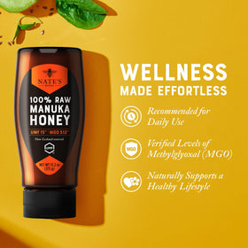 Nate's Manuka honey on toast drizzle elevates breakfast with natural sweetness.