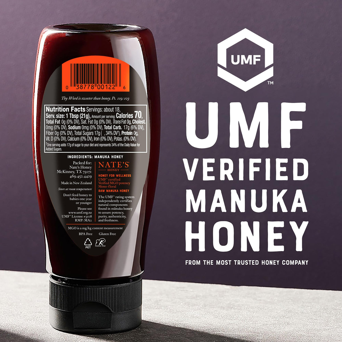 Nate's Honey Manuka yogurt drizzle adds flavor without extra sugar.