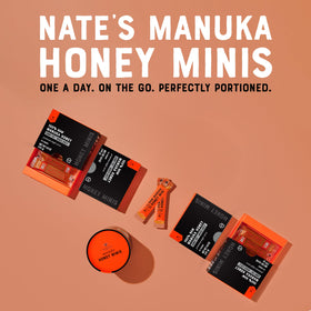 Nate's Manuka Minis travel pack ready for workouts and daily wellness.
