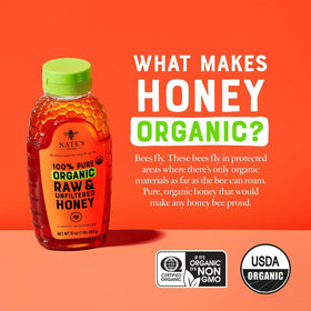 Nate's Honey jar with viscous flow suitable for baking and tea