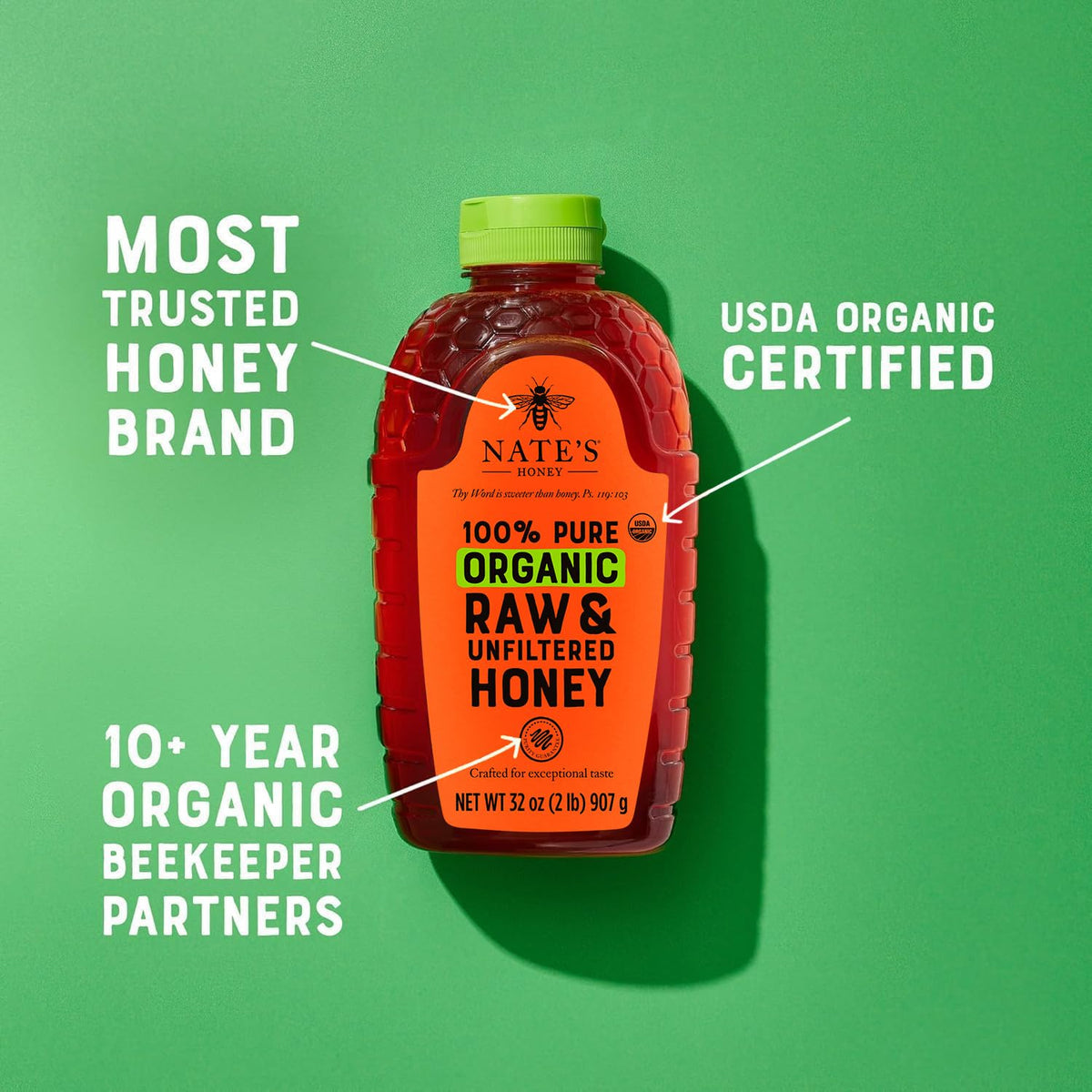 Nate's Honey drizzle on toast highlighting natural flavor