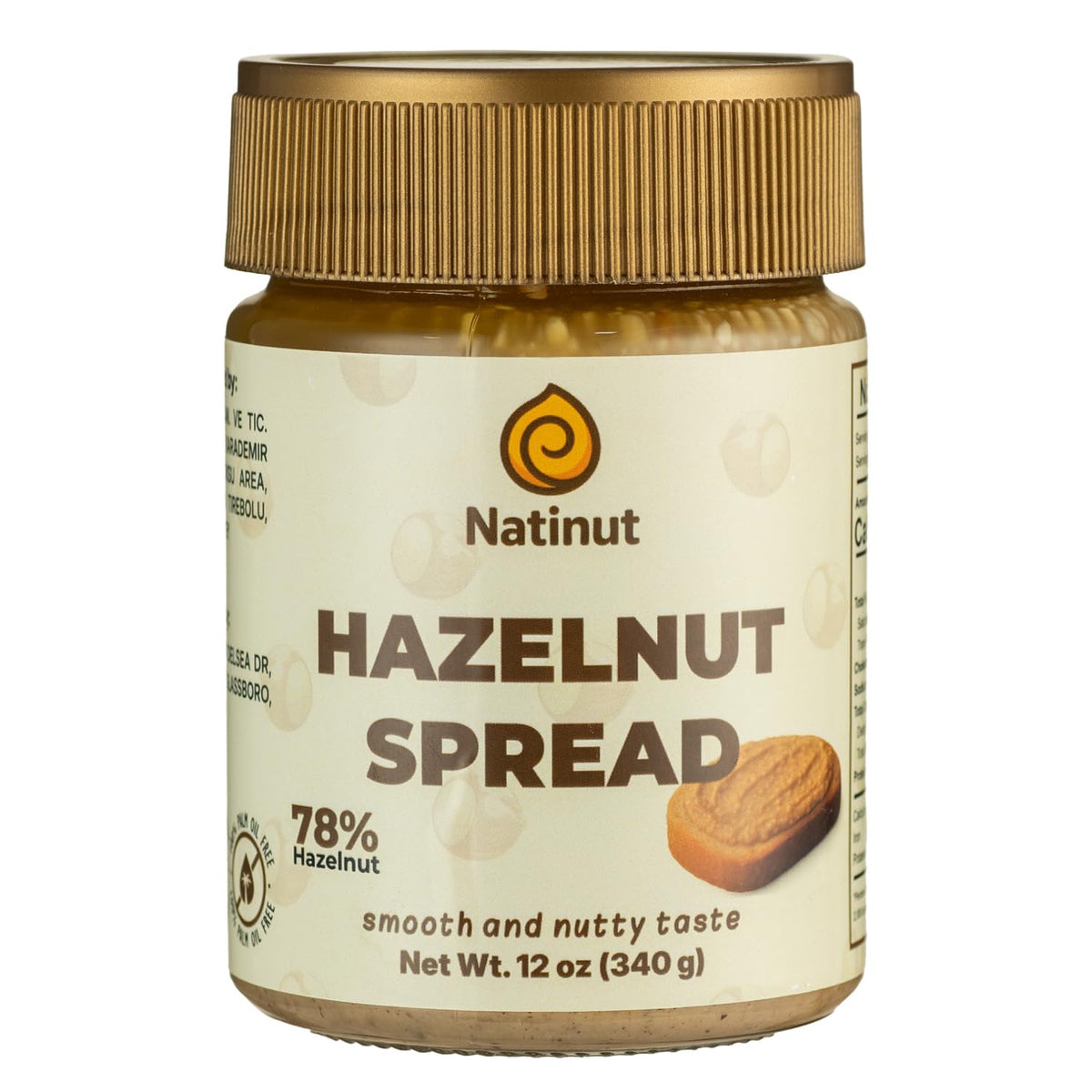 Natinut hazelnut paste bottle on kitchen counter highlighting clean-label ingredients