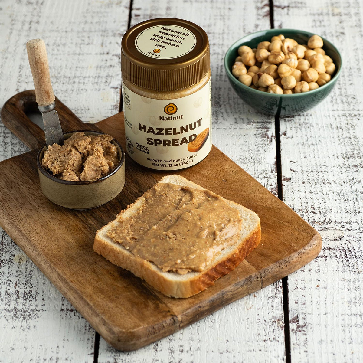Natinut hazelnut paste spread on toast with rich aroma and texture