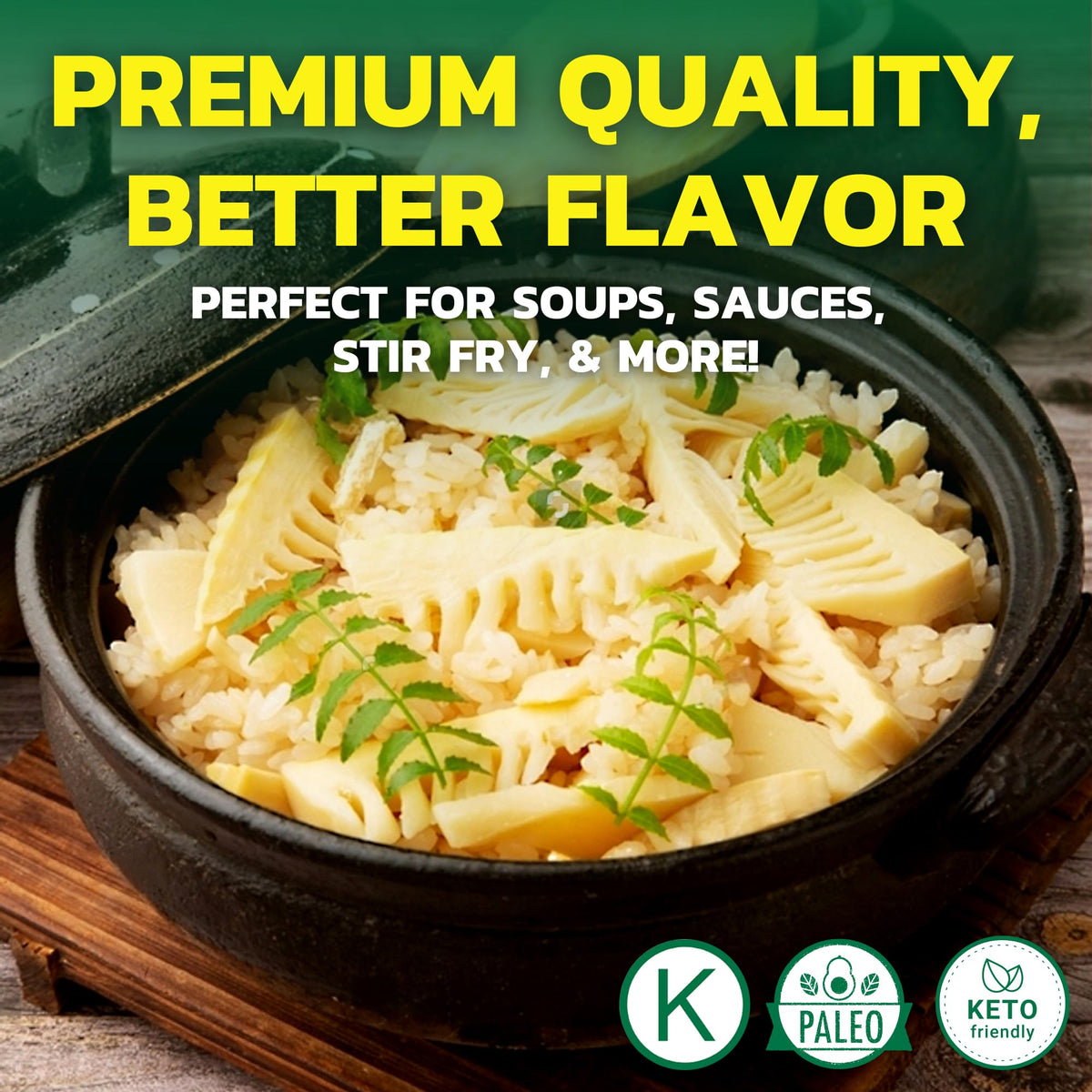 Native Forest organic bamboo shoots on shelf highlight sustainable sourcing.