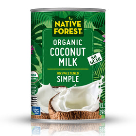 Native Forest coconut milk unsweetened can label highlights simple ingredients and organic farming.