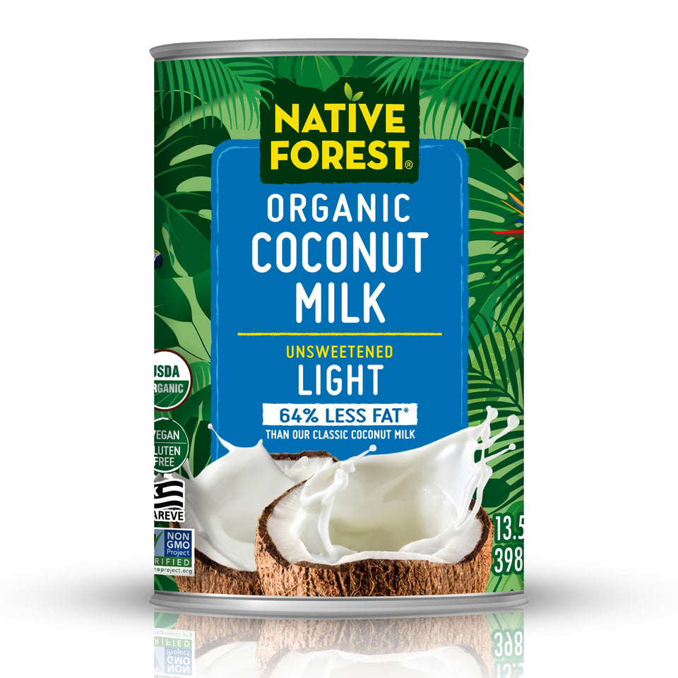 Native Forest Lite Organic Coconut Milk can label, ideal for dairy-free recipes.