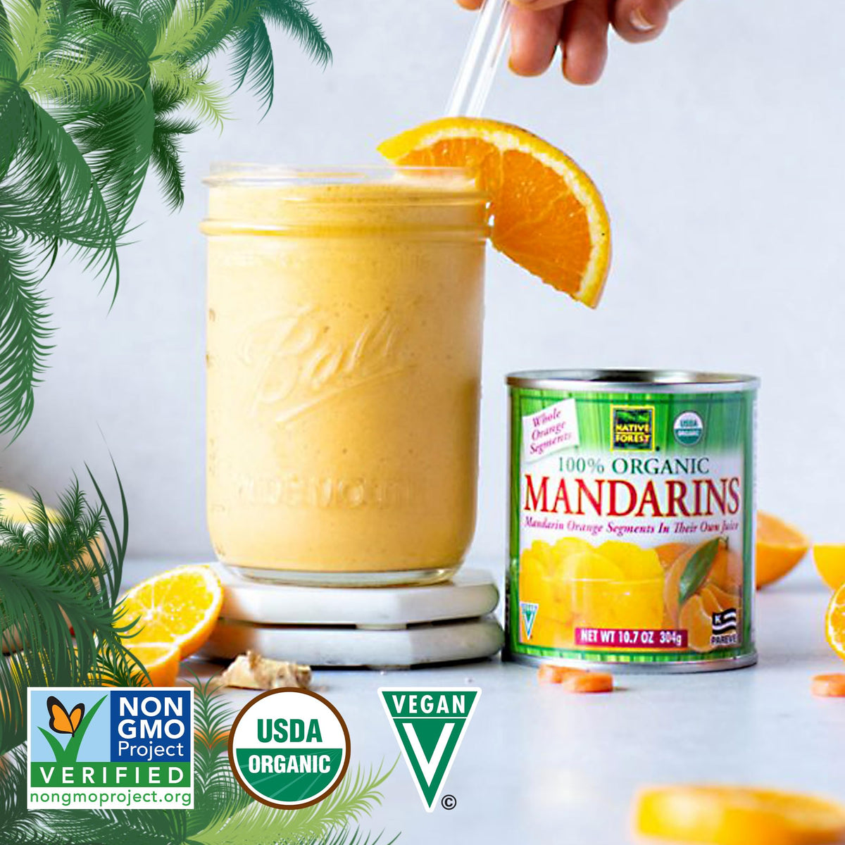 Native Forest organic mandarin juice inside the can preserves natural sweetness for easy meals.