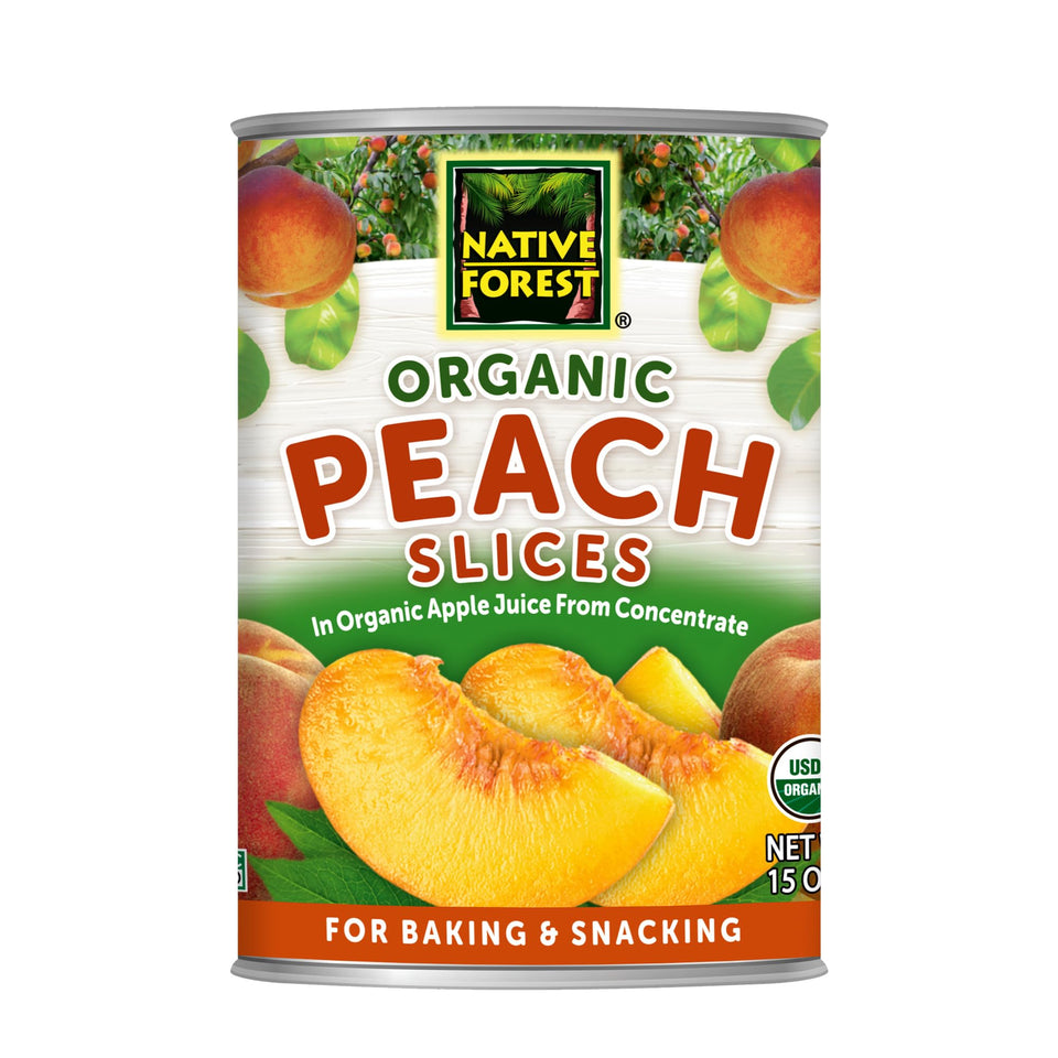 Native Forest organic peach slices in juice ready to enjoy straight from the can
