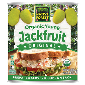 Native Forest Organic Young Jackfruit can front, ideal meatless base.