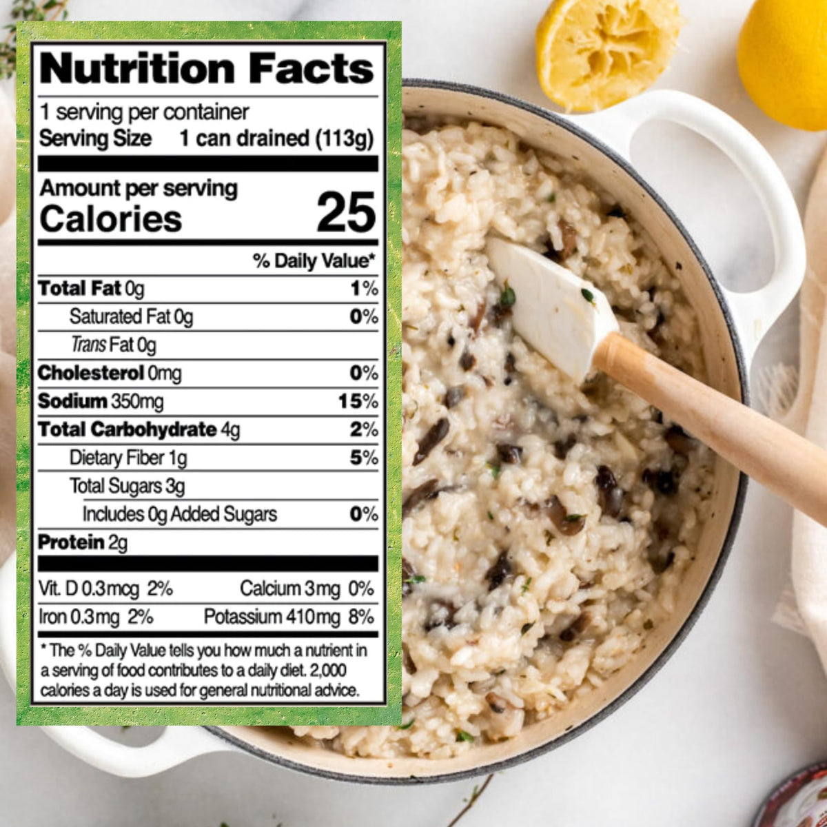 Native Forest organic portobello slices label, convenient pantry staple for quick meals.