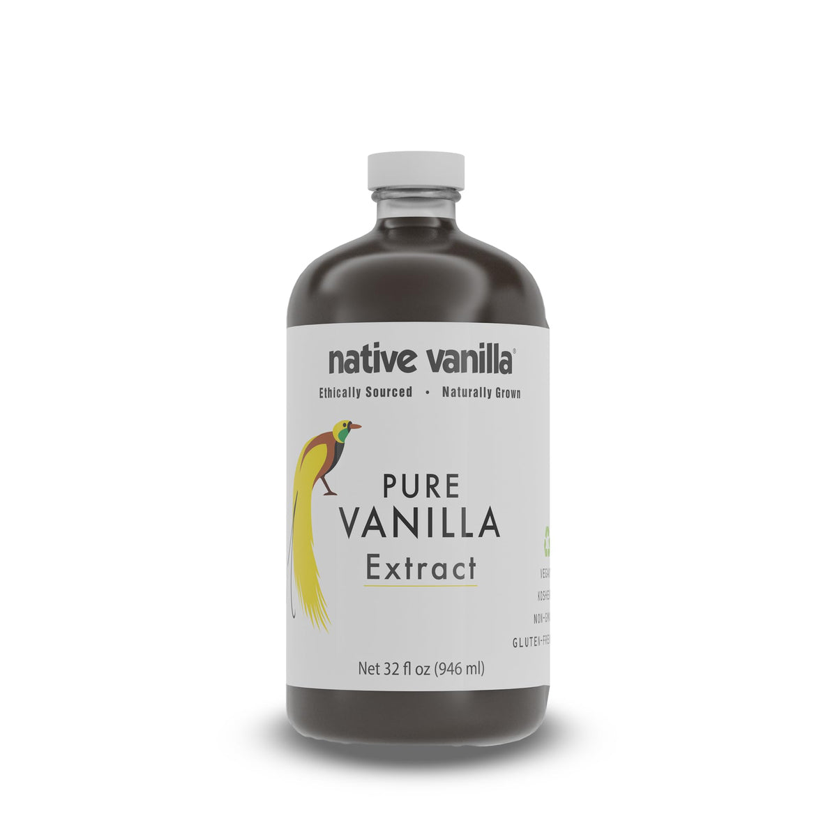 Native Vanilla 32oz bottle front, rich aroma for cooking and desserts.