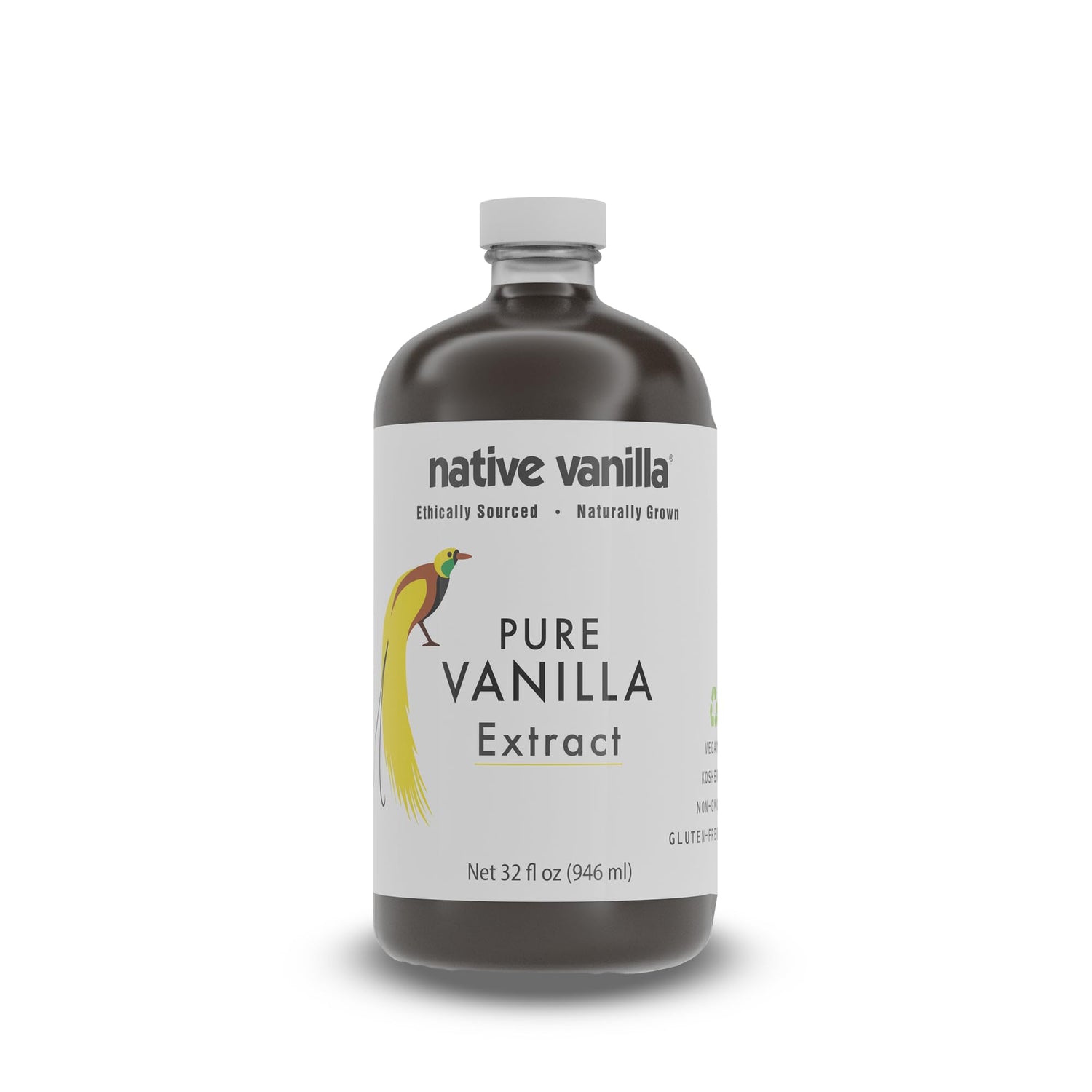 Native Vanilla 32oz bottle front, rich aroma for cooking and desserts.