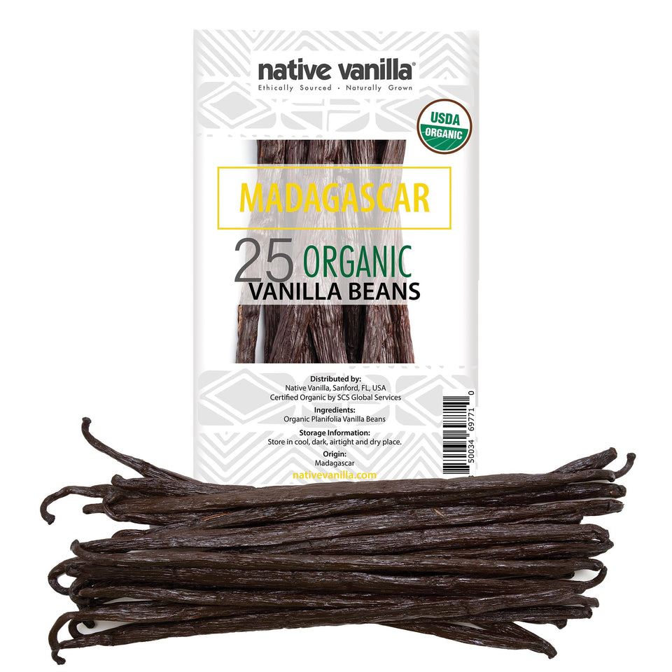 Native Vanilla organic Madagascar vanilla beans pack with rich aroma for premium desserts.