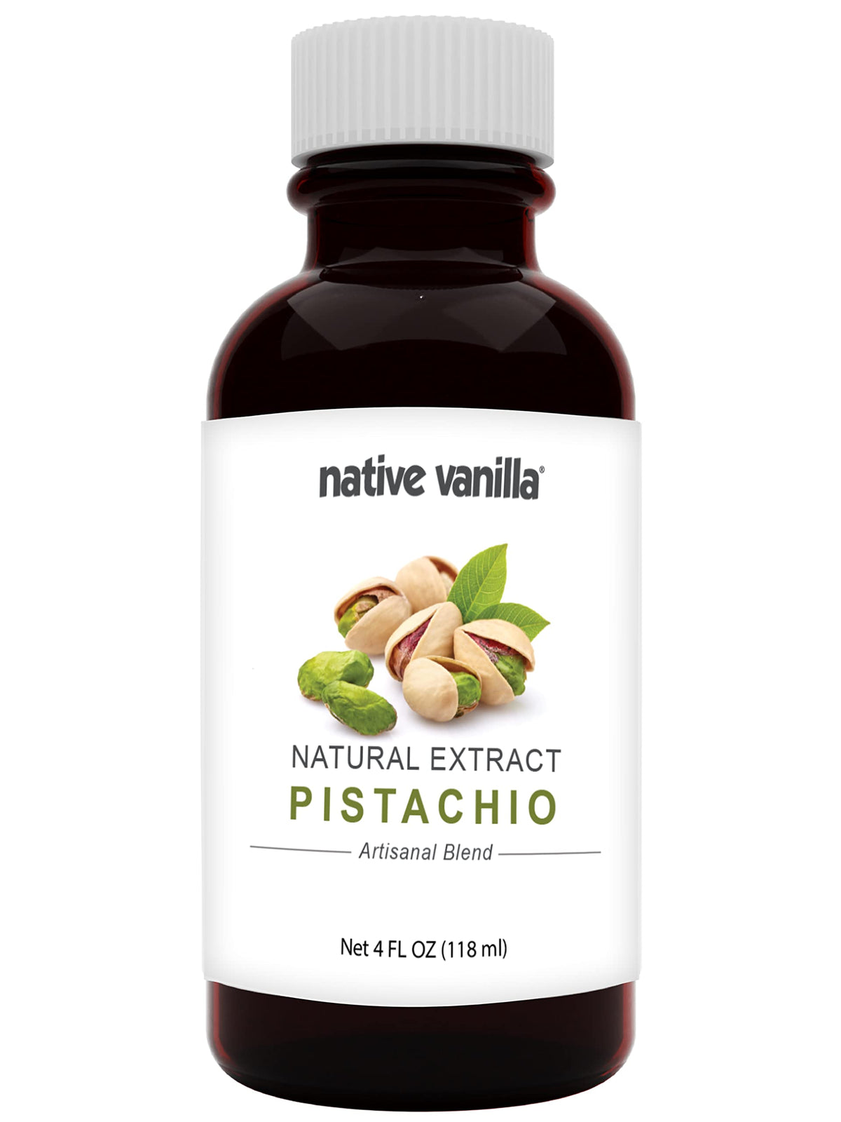 Native Vanilla Pistachio Flavor bottle with pour spout for easy flavoring.