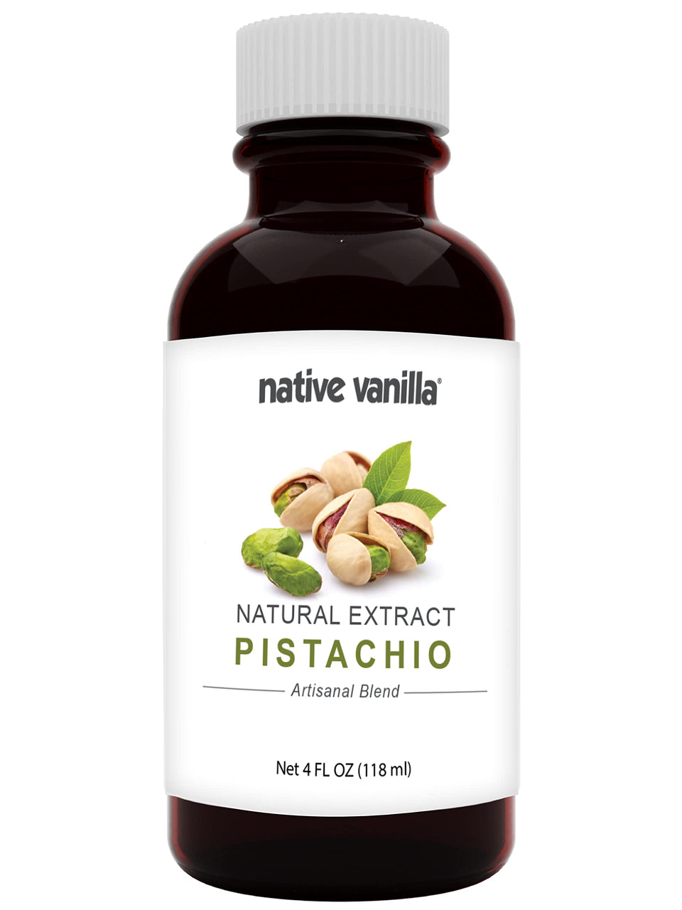 Native Vanilla Pistachio Flavor bottle with pour spout for easy flavoring.
