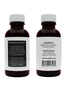 Native Vanilla pure blackberry extract pouring shot for easy recipe prep.