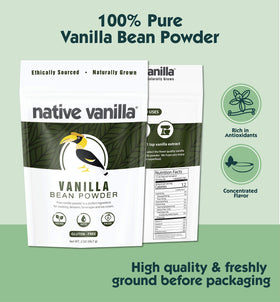 Native Vanilla scoop demonstrates easy measuring of vanilla bean powder