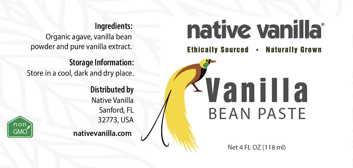 Native Vanilla paste closeup specks highlight natural vanilla intensity for desserts