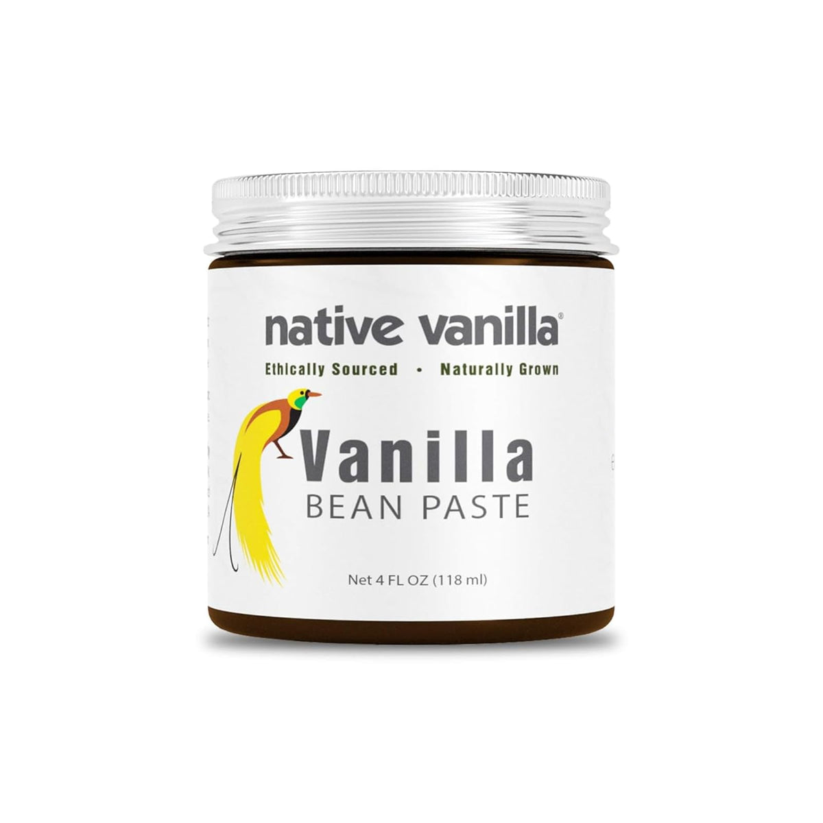 Native Vanilla Vanilla Bean Paste jar close-up showing real bean specks for rich flavor