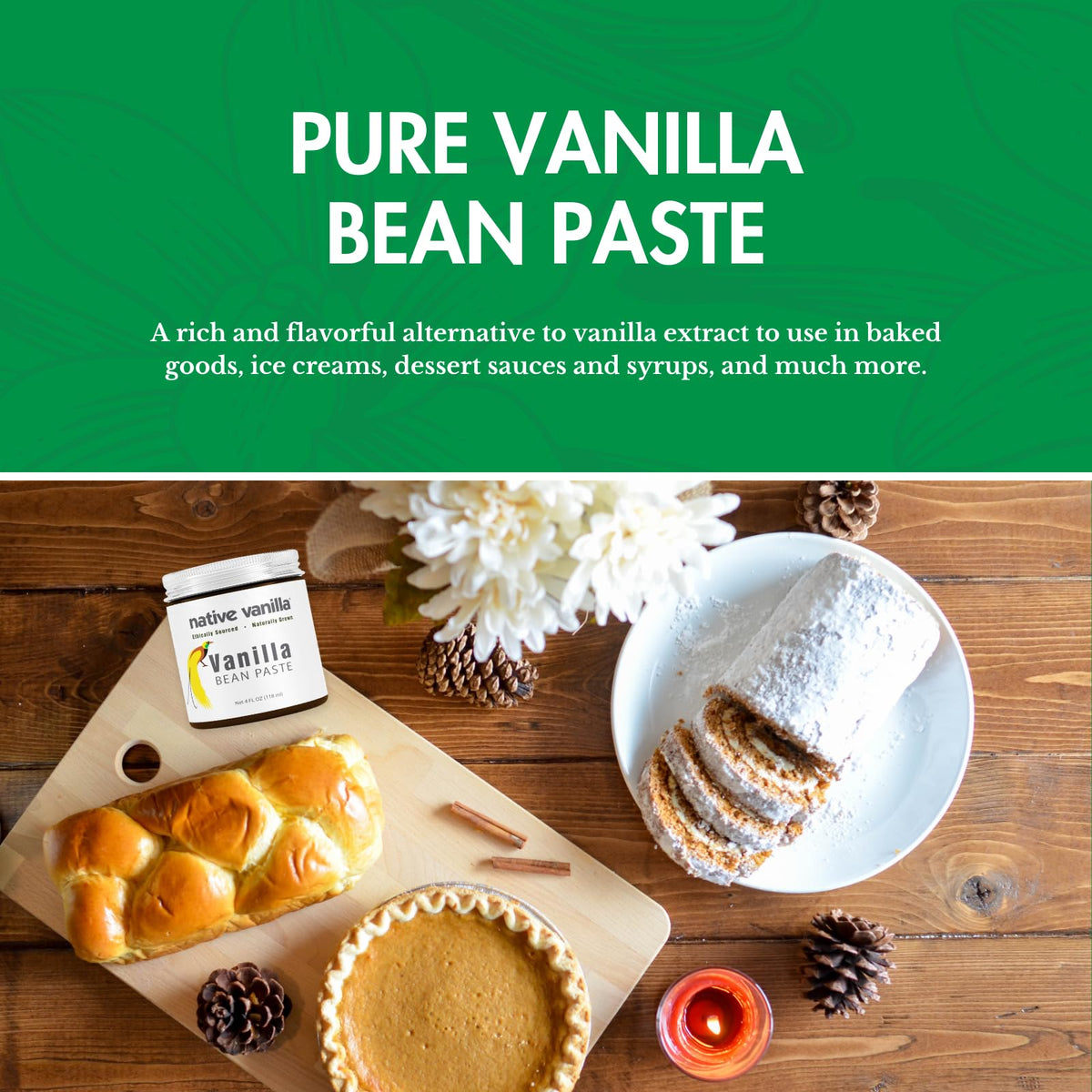 Pouring Native Vanilla Vanilla Bean Paste into batter for enhanced aroma