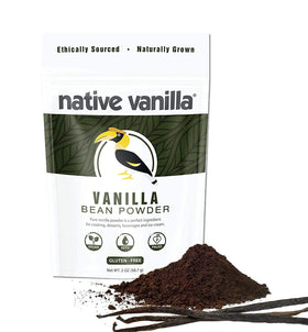 Native Vanilla Vanilla Bean Powder in a jar, ready for quick flavor in recipes.