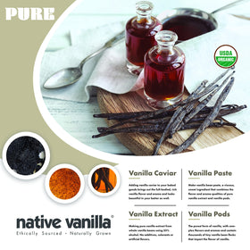 Native Vanilla vanilla beans close-up seeds for homemade extract.