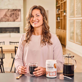 NativePath Keto Coffee Creamer Mocha mug with steam suggests a cozy morning ritual.
