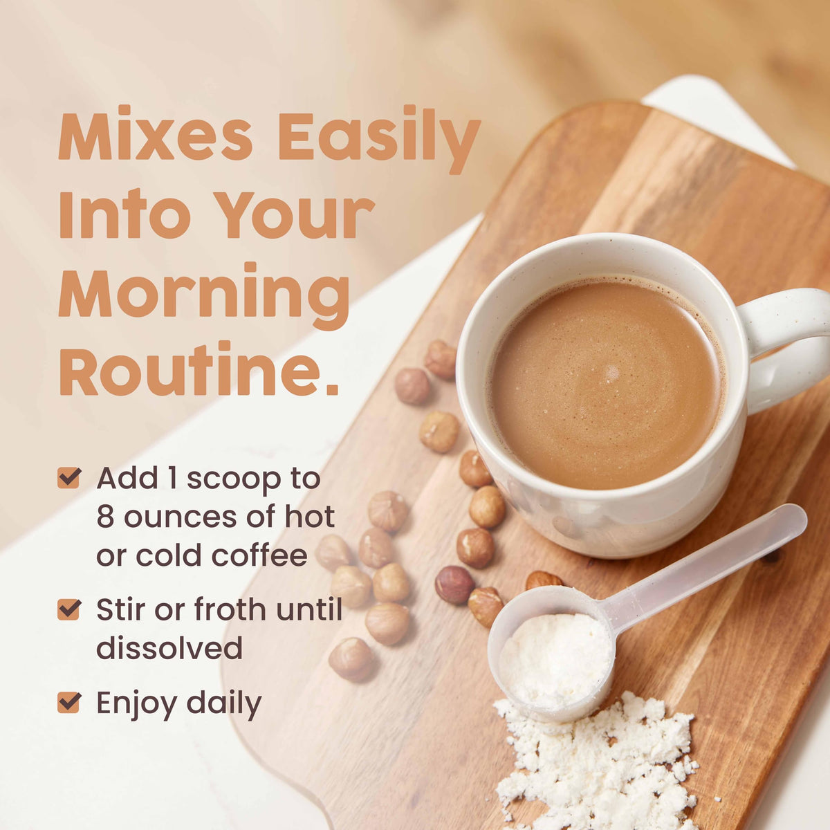 NativePath Keto Coffee Creamer Hazelnut MCT oil powder visual emphasizes keto-friendly energy