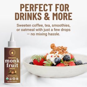 NatriSweet monk fruit liquid drops in baking jar for sugar-free flavor