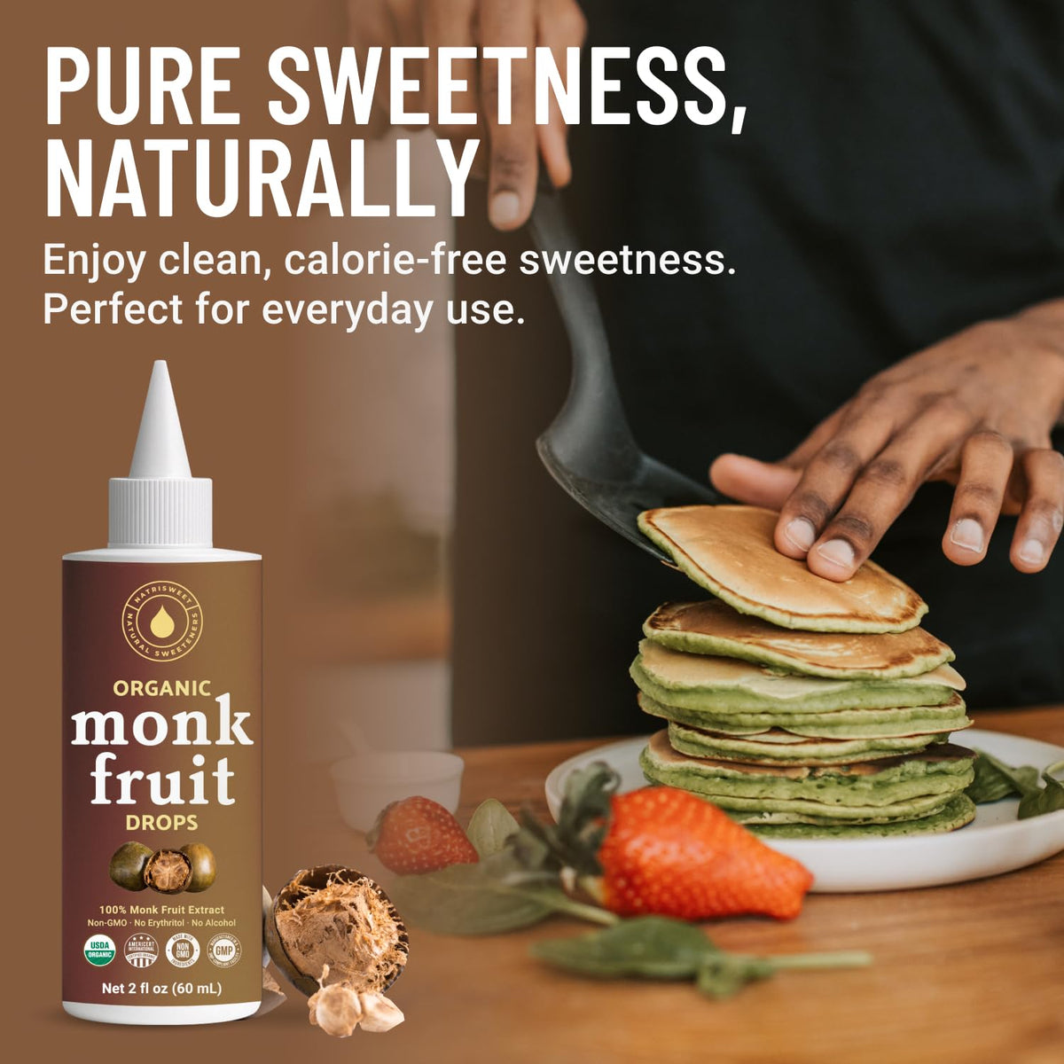 NatriSweet monk fruit liquid drops in coffee cup for natural sweetness