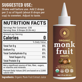 NatriSweet monk fruit liquid drops in tea mug for zero-calorie sweetness