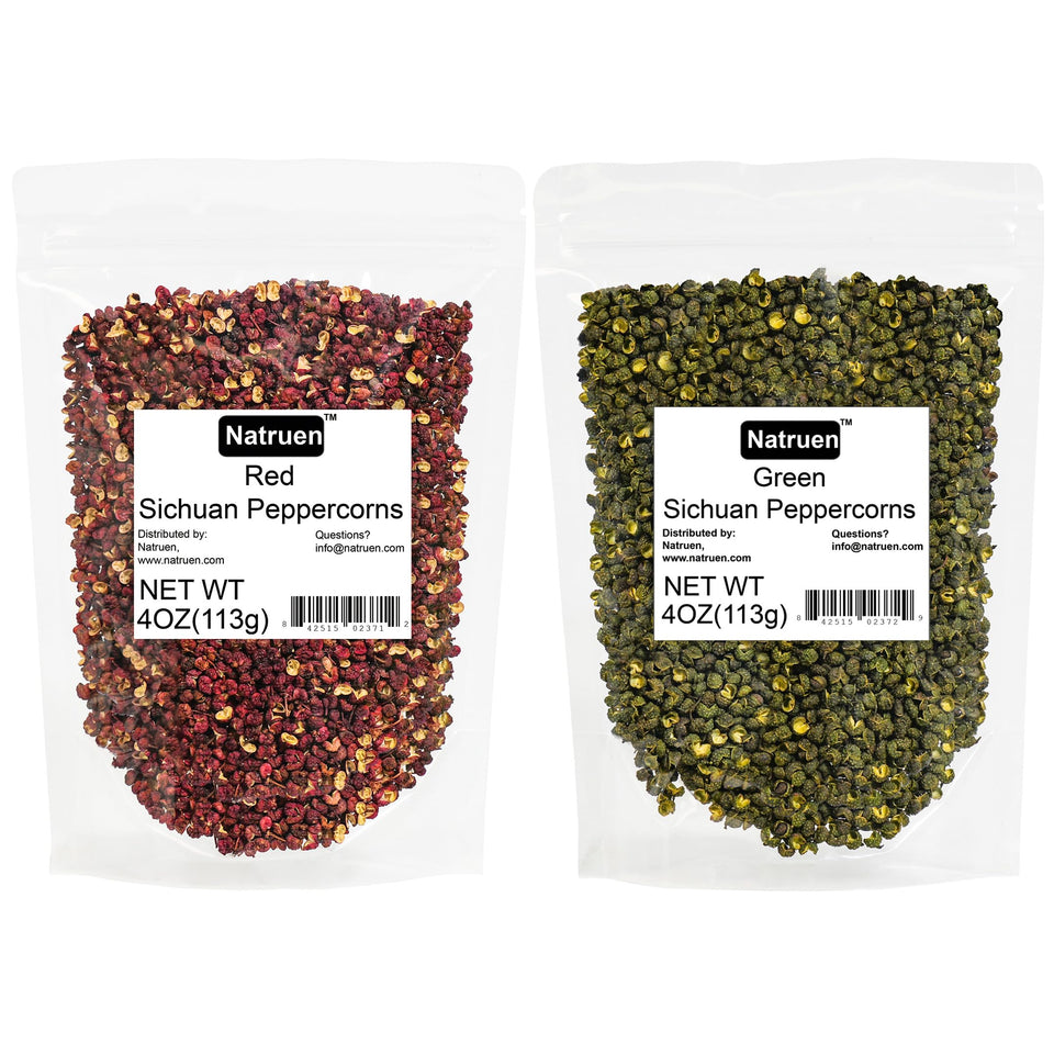 Natruen Szechuan red peppercorns in a jar for bold, stir-fry friendly flavor