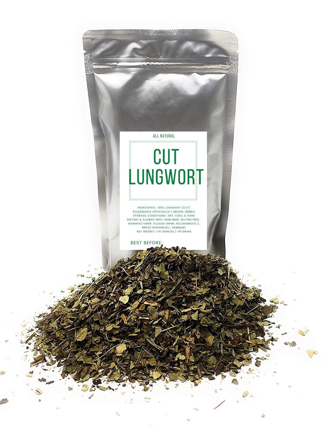 Naturegrail Lungwort cut-dried 40g for salads and cooked dishes.